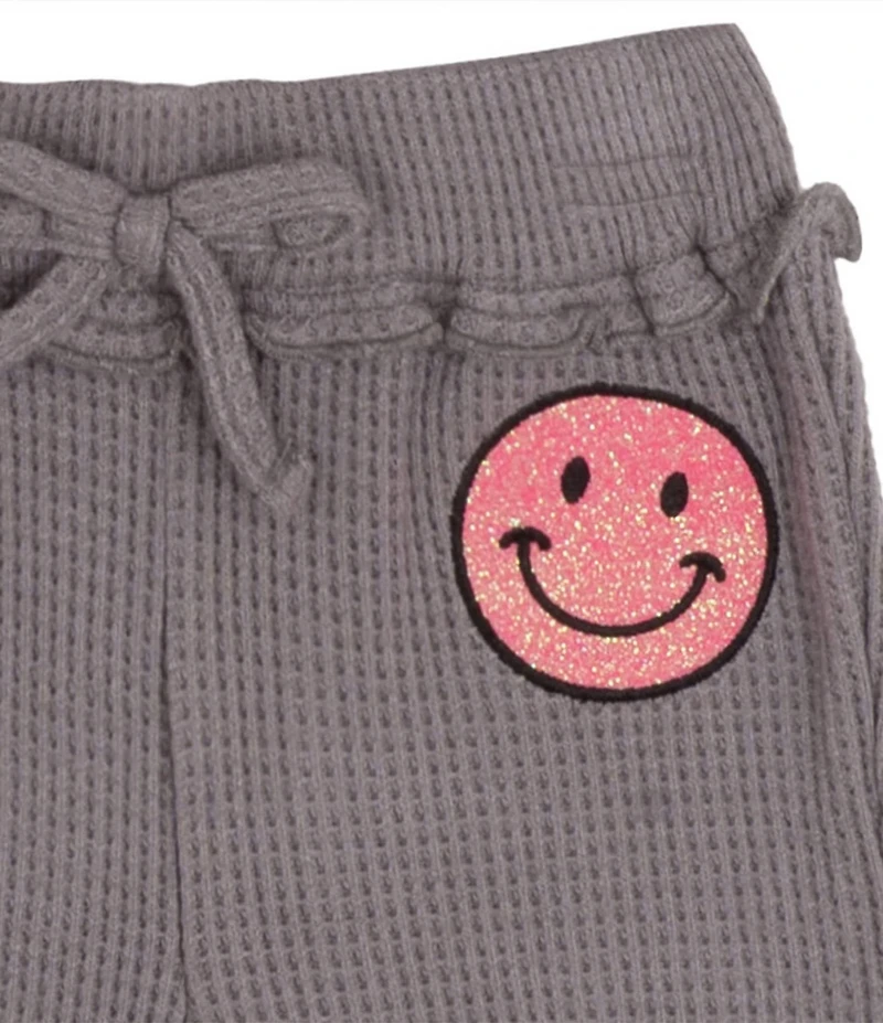 Rare Editions Little Girls Long-Sleeve Fleece Hooded Waffle-Knit Jacket & Matching Jogger Pants & Short-Sleeve T-Shirt Set