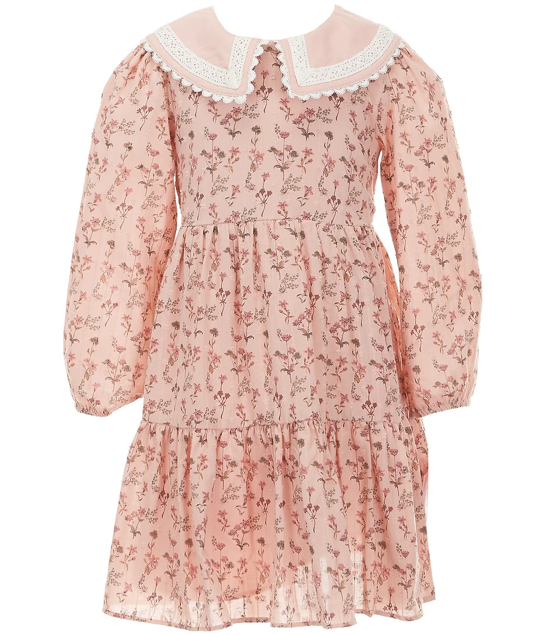 Rare Editions Little Girls Long Sleeve Floral Tiered Dress