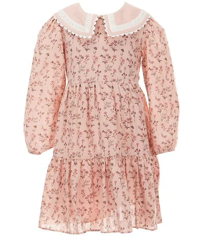 Rare Editions Little Girls Long Sleeve Floral Tiered Dress