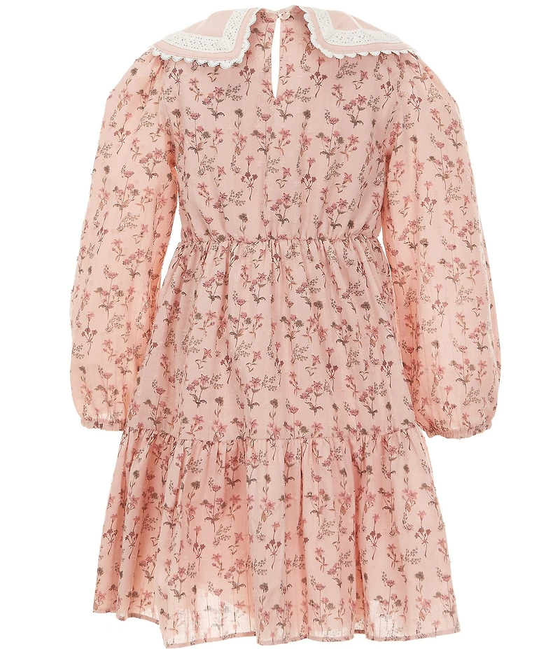 Rare Editions Little Girls Long Sleeve Floral Tiered Dress