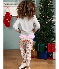 Rare Editions Little Girls Long Sleeve Hacchi Top With Bow Appliques And Printed Pants Set