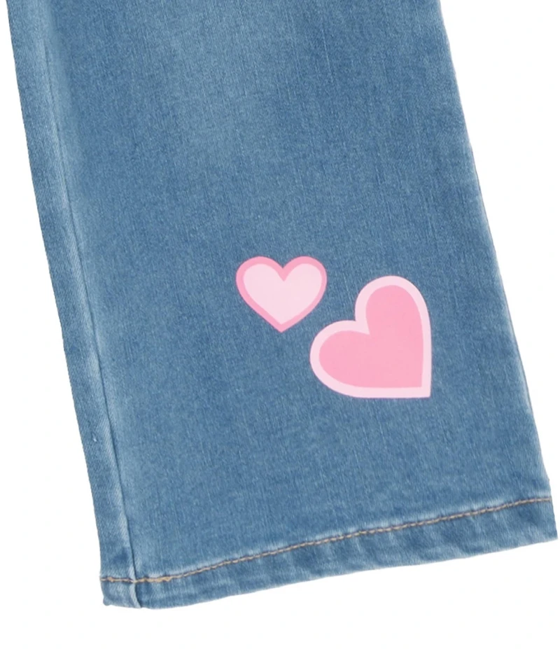 Rare Editions Little Girls Long-Sleeve Heart-Appliqued Cardigan, Short-Sleeve Solid T-Shirt & Heart-Appliqued Jeans Set