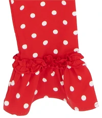 Rare Editions Little Girls Long Sleeve Reindeer Applique Striped Top & Dot Legging Pants Set