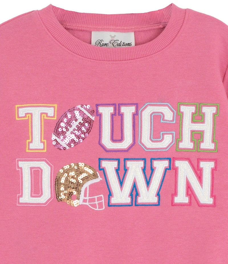 Rare Editions Little Girls Long-Sleeve Touch Down French Terry Sweatshirt & Printed Mesh Tutu Skirt Set
