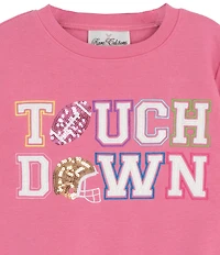 Rare Editions Little Girls Long-Sleeve Touch Down French Terry Sweatshirt & Printed Mesh Tutu Skirt Set