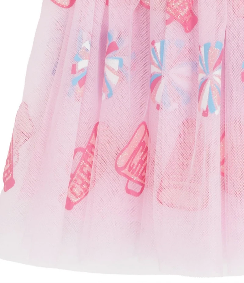 Rare Editions Little Girls Long-Sleeve Touch Down French Terry Sweatshirt & Printed Mesh Tutu Skirt Set
