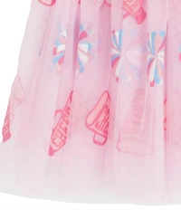 Rare Editions Little Girls Long-Sleeve Touch Down French Terry Sweatshirt & Printed Mesh Tutu Skirt Set