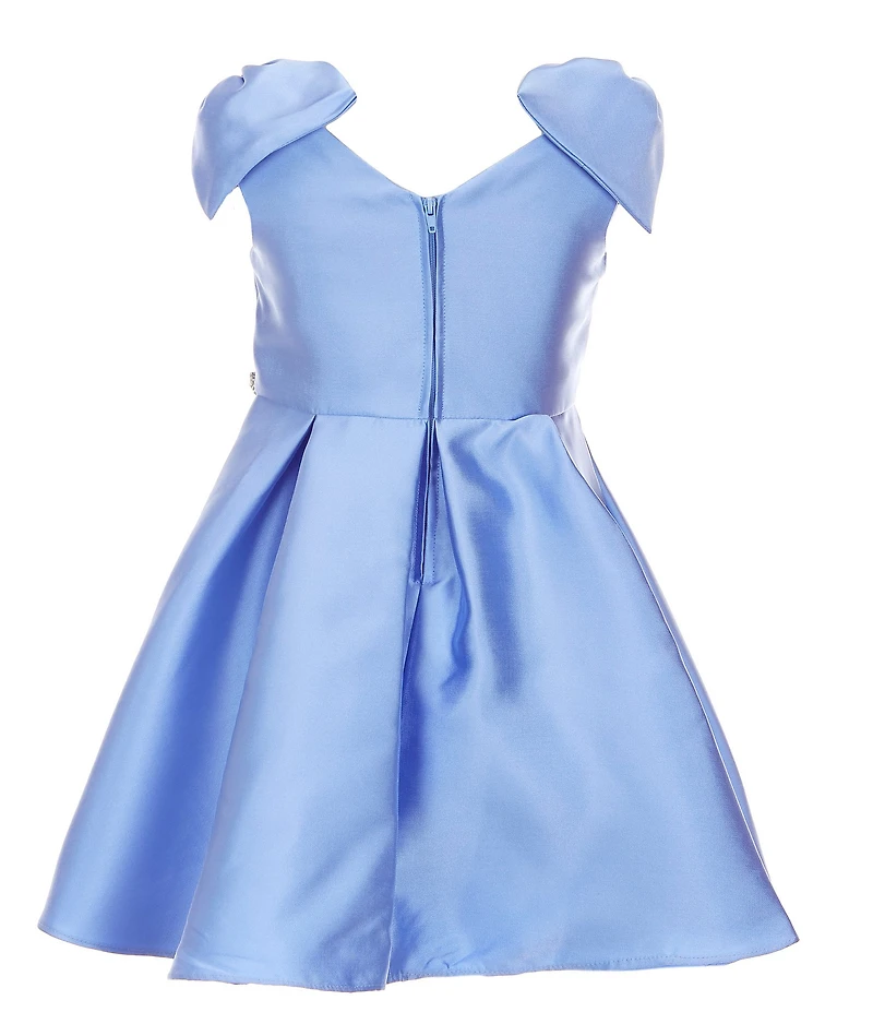Rare Editions Little Girls Mikado Bow Shoulder Box Pleat Skirt Dress