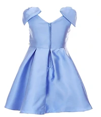 Rare Editions Little Girls Mikado Bow Shoulder Box Pleat Skirt Dress