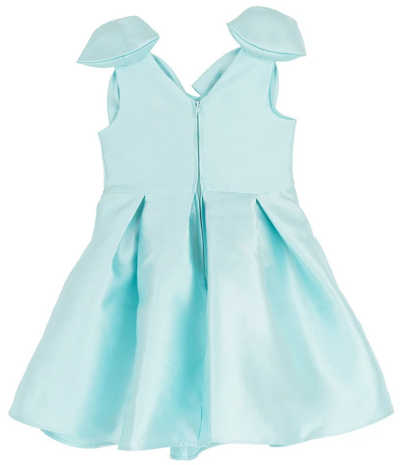 Rare Editions Little Girls Mikado Bow Shoulder Box Pleat Skirt Dress