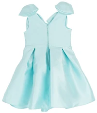 Rare Editions Little Girls Mikado Bow Shoulder Box Pleat Skirt Dress