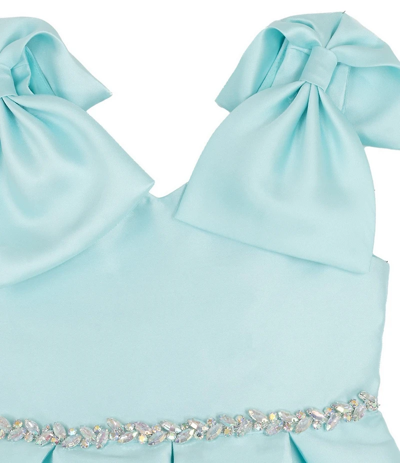 Rare Editions Little Girls Mikado Bow Shoulder Box Pleat Skirt Dress