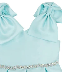 Rare Editions Little Girls Mikado Bow Shoulder Box Pleat Skirt Dress