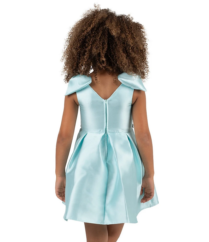Rare Editions Little Girls Mikado Bow Shoulder Box Pleat Skirt Dress