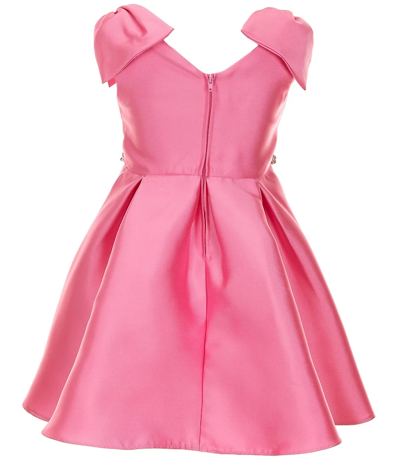 Rare Editions Little Girls Mikado Bow Shoulder Box Pleat Skirt Dress