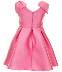 Rare Editions Little Girls Mikado Bow Shoulder Box Pleat Skirt Dress
