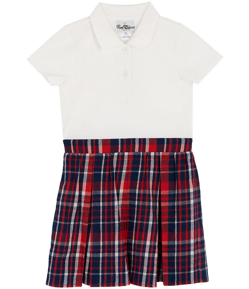Rare Editions Little Girls Patch Sweatshirt & Plaid Polo Dress