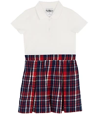 Rare Editions Little Girls Patch Sweatshirt & Plaid Polo Dress