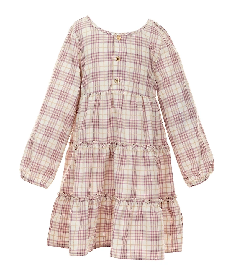 Rare Editions Little Girls Plaid Tiered Dress With Horse Bag