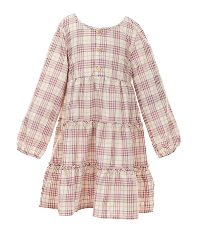 Rare Editions Little Girls Plaid Tiered Dress With Horse Bag