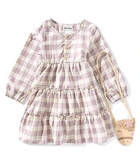 Rare Editions Little Girls Plaid Tiered Dress With Horse Bag
