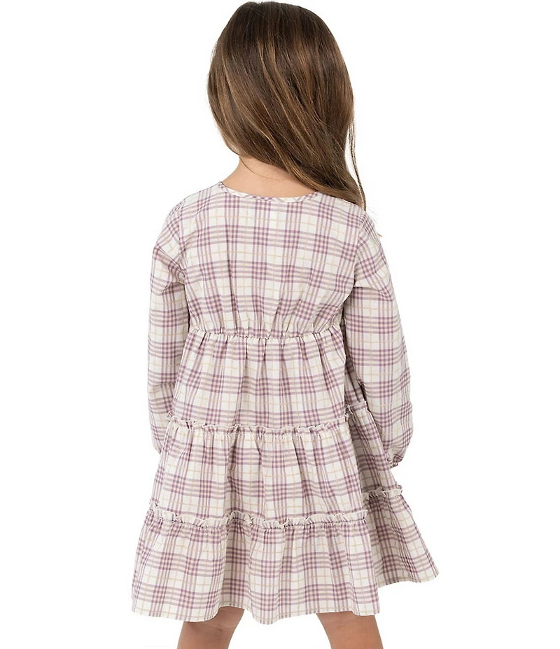 Rare Editions Little Girls Plaid Tiered Dress With Horse Bag