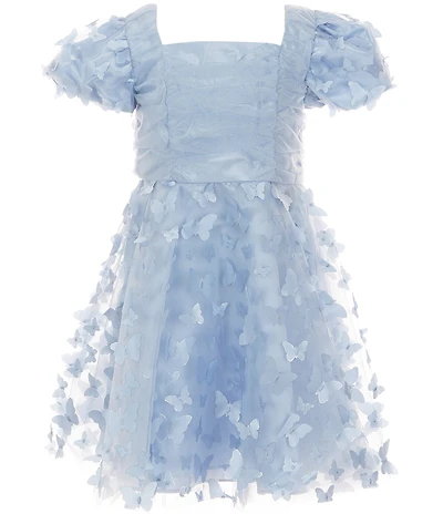Rare Editions Little Girls Puffed-Sleeve Butterfly-Appliqued Fit-And-Flare Dress