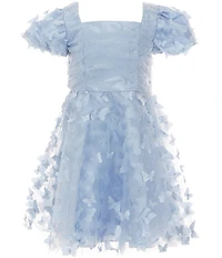 Rare Editions Little Girls Puffed-Sleeve Butterfly-Appliqued Fit-And-Flare Dress