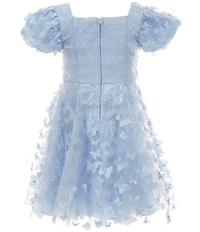 Rare Editions Little Girls Puffed-Sleeve Butterfly-Appliqued Fit-And-Flare Dress
