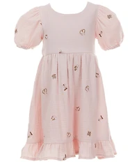 Rare Editions Little Girls Puffed-Sleeve Embroidered Gauze Dress