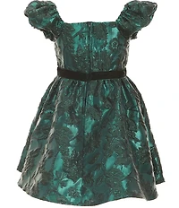 Rare Editions Little Girls Puffed-Sleeve Two-Tone-Brocade Fit-And-Flare Dress