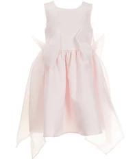 Rare Editions Little Girls Satin Sleeveless Bow Accented Fit-And-Flare Dress