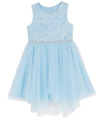 Rare Editions Little Girls Sequin-Embellished Soutache-Embroidered Mesh-Overlay-Skirted Dress