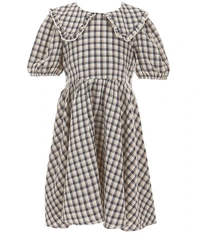 Rare Editions Little Girls Short Puff Sleeve Checked Dress