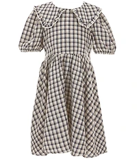 Rare Editions Little Girls Short Puff Sleeve Checked Dress