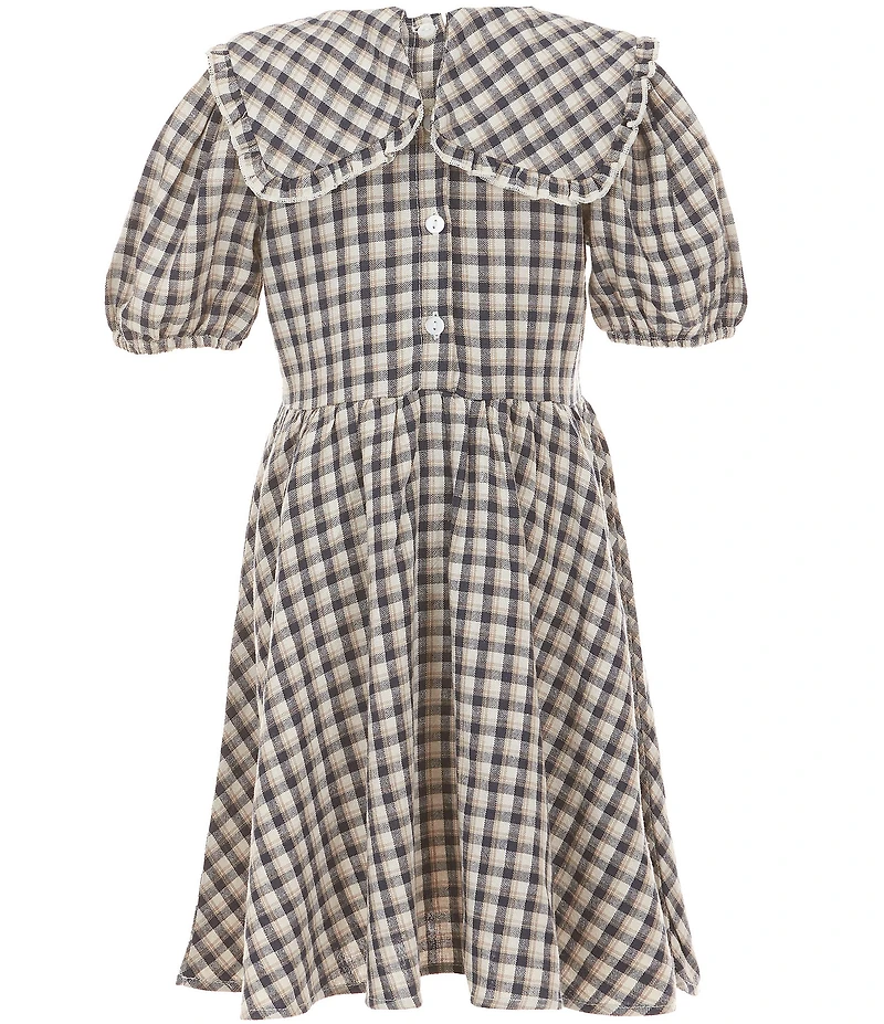 Rare Editions Little Girls Short Puff Sleeve Checked Dress