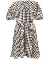 Rare Editions Little Girls Short Puff Sleeve Checked Dress