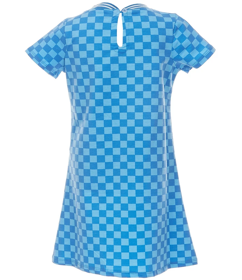 Rare Editions Little Girls Short-Sleeve Checked/Appliqued Dress