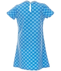 Rare Editions Little Girls Short-Sleeve Checked/Appliqued Dress