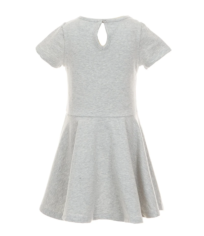 Rare Editions Little Girls Short-Sleeve Football-Inspired-Patch-Detailed Fit-And-Flare Dress