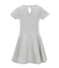 Rare Editions Little Girls Short-Sleeve Football-Inspired-Patch-Detailed Fit-And-Flare Dress