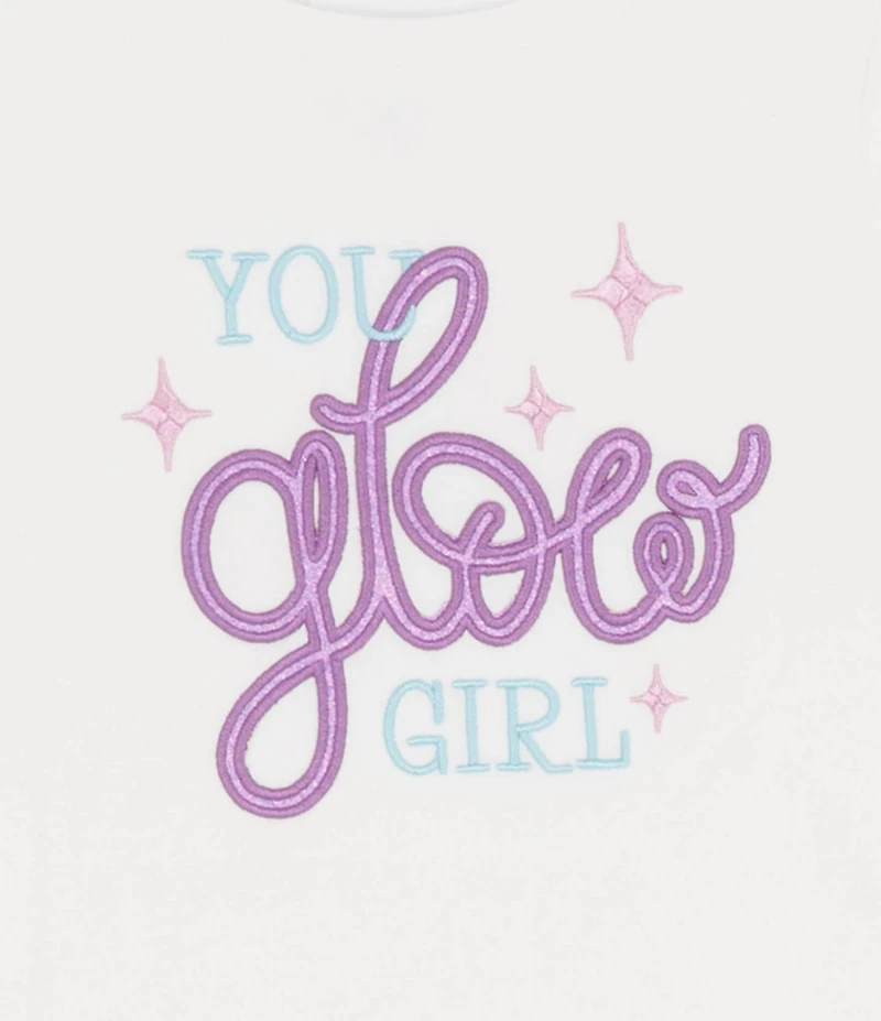 Rare Editions Little Girls Short Sleeve Graphic T-Shirt & Denim Jacket With Gem Velour Bubble Skort