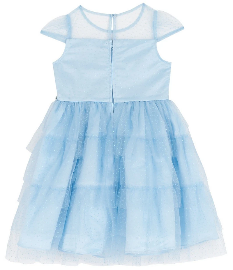 Rare Editions Little Girls Short-Sleeve Metallic-Foiled-Dot Fit-And-Flare Mesh Dress