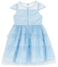 Rare Editions Little Girls Short-Sleeve Metallic-Foiled-Dot Fit-And-Flare Mesh Dress