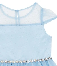 Rare Editions Little Girls Short-Sleeve Metallic-Foiled-Dot Fit-And-Flare Mesh Dress