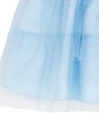 Rare Editions Little Girls Short-Sleeve Metallic-Foiled-Dot Fit-And-Flare Mesh Dress