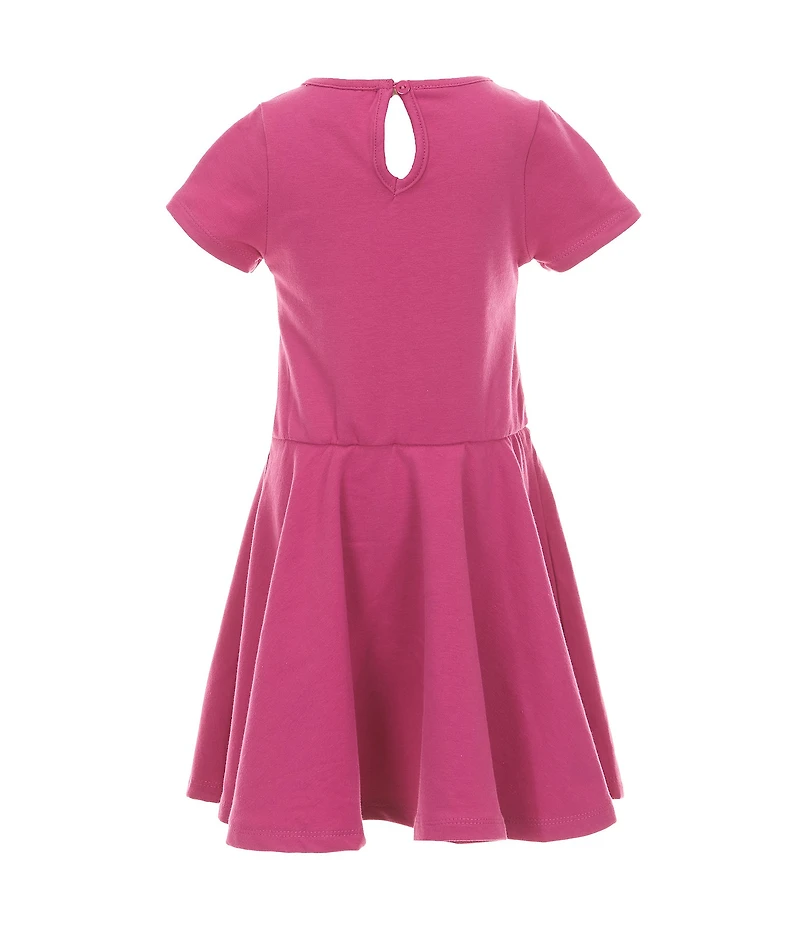 Rare Editions Little Girls Short-Sleeve Patch-Accented Fit-And-Flare Dress