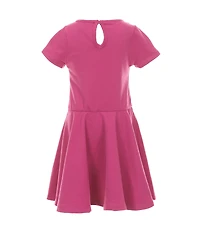 Rare Editions Little Girls Short-Sleeve Patch-Accented Fit-And-Flare Dress