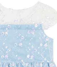 Rare Editions Little Girls Short Sleeve Sequin-Embellished/Embroidered Mesh Fit-And-Flare Dress