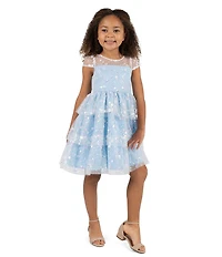 Rare Editions Little Girls Short Sleeve Sequin-Embellished/Embroidered Mesh Fit-And-Flare Dress